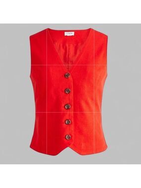 J.Crew-Button-front linen-blend vest, red size 6-NWT